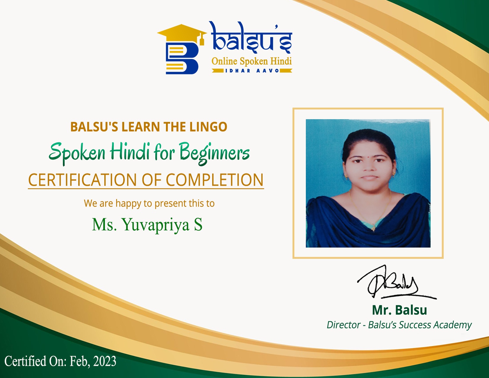 Spoken Hindi for Beginners Certification 5